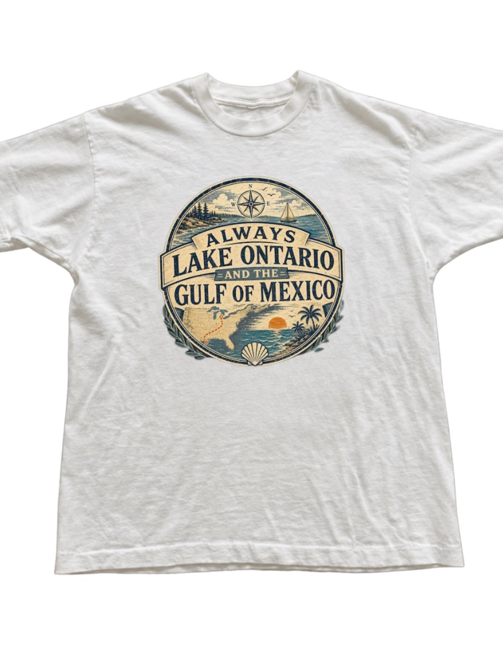 Graphic T‑Shirt with Coastal Badge Print